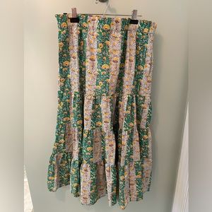 RHODE x Target Whimsical Floral & Stripe Print Midi Skirt, Large, New w/out tags